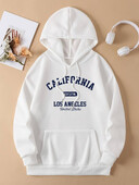 Γυναικεία φούτερ με φαρδιά στάμπα με κουκούλα, Μακρυμάνικο Plus Velvet Kangaroo Pocket Top Casual Sports πουλόβερ