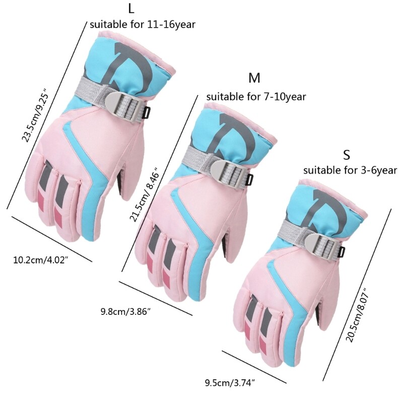 Neslystančios sniego pirštinės Reguliuojamas riešo dirželis Pirštinės Šiltos kumštinės pirštinės Lauko slidinėjimo pirštinės Čiuožimas būtinas 3-16 T vaikams