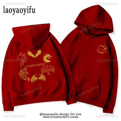 Fourth Wing Basgiath War College Hoodies Retro Dragon Rebecca Yoros Pullovers Cool Dragon Violet Sorrengail Unisex φούτερ