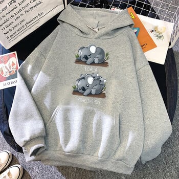 Koala Have Baby Kawaii Prints Γυναικείες κουκούλες Harajuku Street Ρούχα Υπερμεγέθη Μόδα με κουκούλα Fleece Χαλαρό πουλόβερ με λαιμόκοψη Γυναικείο