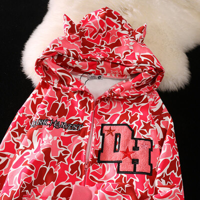 Υψηλής ποιότητας Harajuku Demon Ebroidery Hoodies Υπερμεγέθη φούτερ παραλλαγής Goth Zip Up Hoodie Y2k Ρούχα Streetwear Γυναικεία