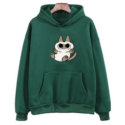 Η σιαμαία γάτα Azuki είναι το κέντρο του κόσμου Nobeko Oversized Hoodie ΓΥΝΑΙΚΕΣ Kawaii/Χαριτωμένο μακρυμάνικο φούτερ Harajuku Cartoon