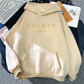 JungKook Golden Hoodie Γυναικεία αισθητική που στέκονται δίπλα σας Φούτερ με κουκούλα Φθινοπώρου και Χειμώνα Χρυσά πουλόβερ Φούτερ Κορέα