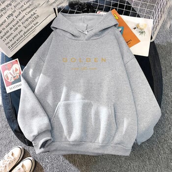 JungKook Golden Hoodie Γυναικεία αισθητική που στέκονται δίπλα σας Φούτερ με κουκούλα Φθινοπώρου και Χειμώνα Χρυσά πουλόβερ Φούτερ Κορέα