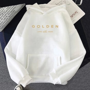 JungKook Golden Hoodie Γυναικεία αισθητική που στέκονται δίπλα σας Φούτερ με κουκούλα Φθινοπώρου και Χειμώνα Χρυσά πουλόβερ Φούτερ Κορέα