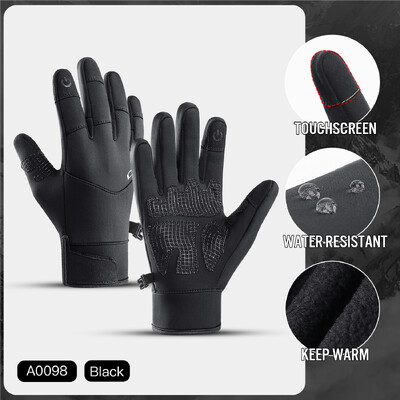 Ziemas jauni ūdensizturīgi āra slēpošanas cimdi melni skārienekrāns silti, neslīdoši riteņbraukšanas cimdi Snovborda motociklu cimdi vīriešiem