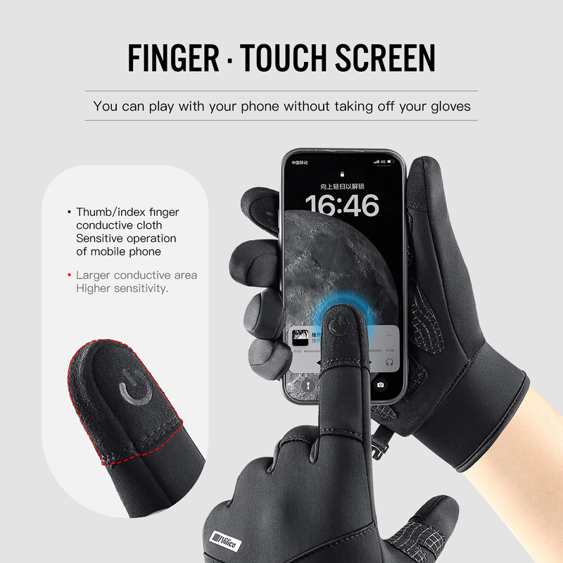 Ziemas jauni ūdensizturīgi āra slēpošanas cimdi melni skārienekrāns silti, neslīdoši riteņbraukšanas cimdi Snovborda motociklu cimdi vīriešiem