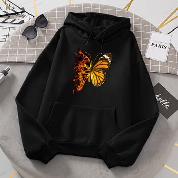 Flaming Butterfly Wings Hoodies Γυναικεία καινοτομία μόδας All Match Hoodie Classic Trend Νέα Ρούχα Φαρδιά φούτερ με λαιμόκοψη σε O-neck