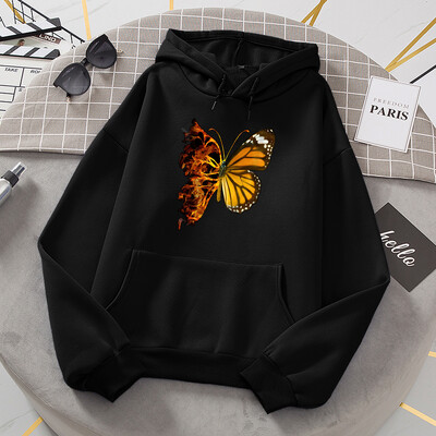 Flaming Butterfly Wings Pusad Naiste Mood Uudsus Kõik Match Hoodie Klassikaline Trend Uued Riided Lahti O-kaelusega fliisist kampsun