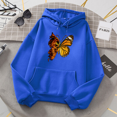 Flaming Butterfly Wings Pusad Naiste Mood Uudsus Kõik Match Hoodie Klassikaline Trend Uued Riided Lahti O-kaelusega fliisist kampsun