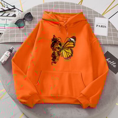 Flaming Butterfly Wings Pusad Naiste Mood Uudsus Kõik Match Hoodie Klassikaline Trend Uued Riided Lahti O-kaelusega fliisist kampsun