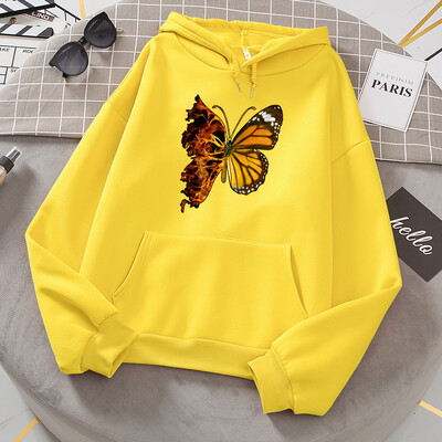 Flaming Butterfly Wings Pusad Naiste Mood Uudsus Kõik Match Hoodie Klassikaline Trend Uued Riided Lahti O-kaelusega fliisist kampsun