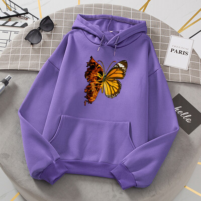 Flaming Butterfly Wings Pusad Naiste Mood Uudsus Kõik Match Hoodie Klassikaline Trend Uued Riided Lahti O-kaelusega fliisist kampsun