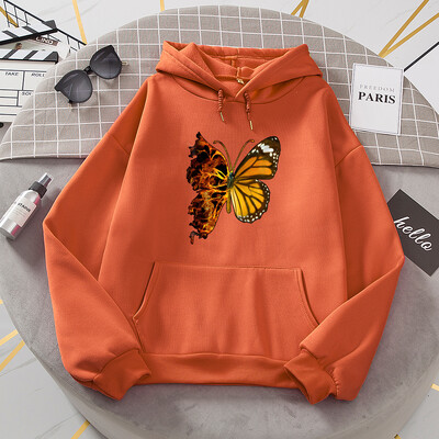 Flaming Butterfly Wings Pusad Naiste Mood Uudsus Kõik Match Hoodie Klassikaline Trend Uued Riided Lahti O-kaelusega fliisist kampsun