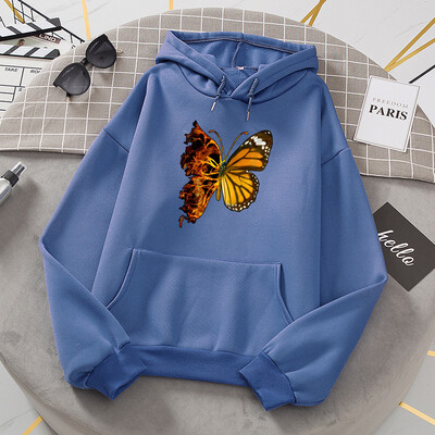 Flaming Butterfly Wings Pusad Naiste Mood Uudsus Kõik Match Hoodie Klassikaline Trend Uued Riided Lahti O-kaelusega fliisist kampsun