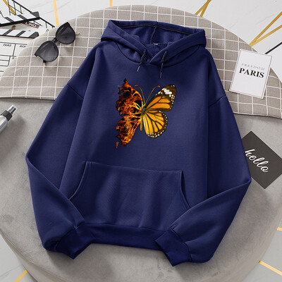 Flaming Butterfly Wings Pusad Naiste Mood Uudsus Kõik Match Hoodie Klassikaline Trend Uued Riided Lahti O-kaelusega fliisist kampsun