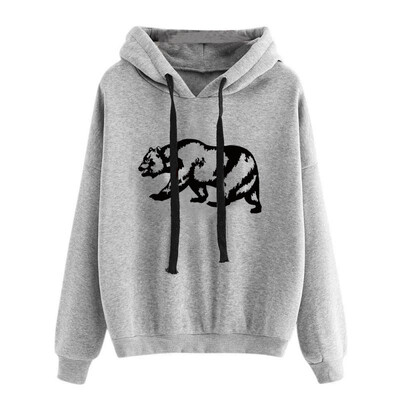 Rudens kapuce Vienkrāsains lāča raksts ar kapuci korejiešu modes džemperi ar garām piedurknēm augšpusi savelkamās kabatas brīvas kapuces