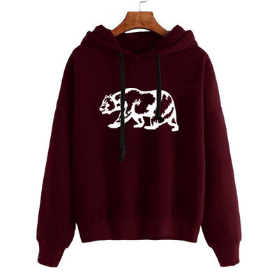 Rudens kapuce Vienkrāsains lāča raksts ar kapuci korejiešu modes džemperi ar garām piedurknēm augšpusi savelkamās kabatas brīvas kapuces