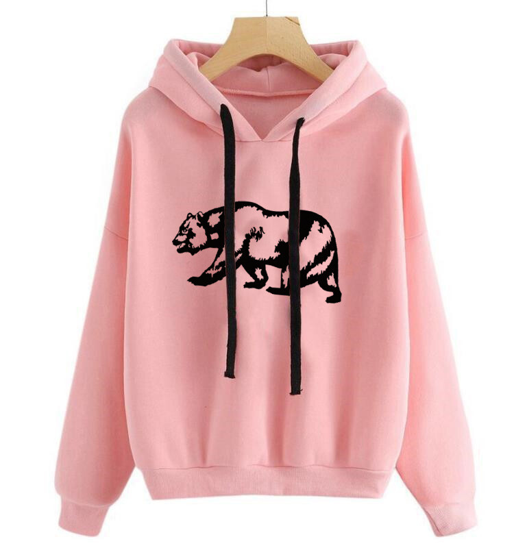 Rudens kapuce Vienkrāsains lāča raksts ar kapuci korejiešu modes džemperi ar garām piedurknēm augšpusi savelkamās kabatas brīvas kapuces