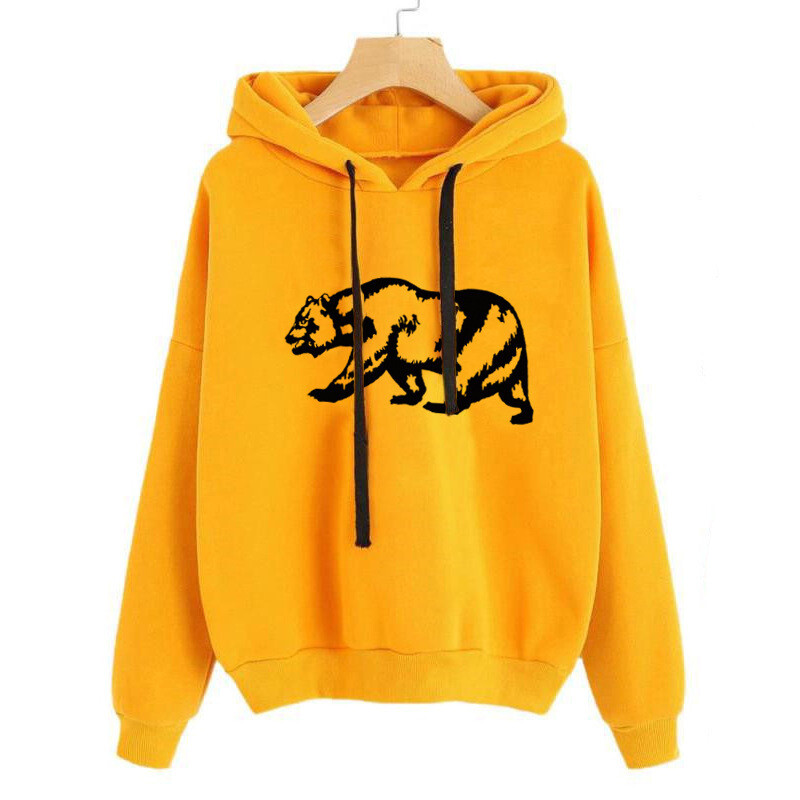 Rudens kapuce Vienkrāsains lāča raksts ar kapuci korejiešu modes džemperi ar garām piedurknēm augšpusi savelkamās kabatas brīvas kapuces