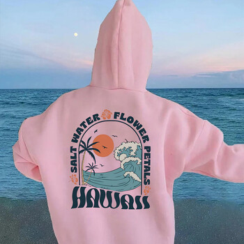 Hawaii Surf Hoodie Φούτερ με κουκούλα Ocean Beach Siesta Beach Πουλόβερ Μοντέρνα VSCO Coconut Aesthetic Φούτερ Tumblr