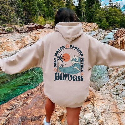 Hawaii Surf Hoodie Φούτερ με κουκούλα Ocean Beach Siesta Beach Πουλόβερ Μοντέρνα VSCO Coconut Aesthetic Φούτερ Tumblr