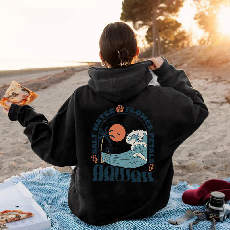 Hawaii Surf Hoodie s kapuljačom Ocean Beach Sweatshirt s kapuljačom Siesta Beach Pullover Trendy VSCO Coconut Aesthetic Hoodie Tumblr Sweatshirts