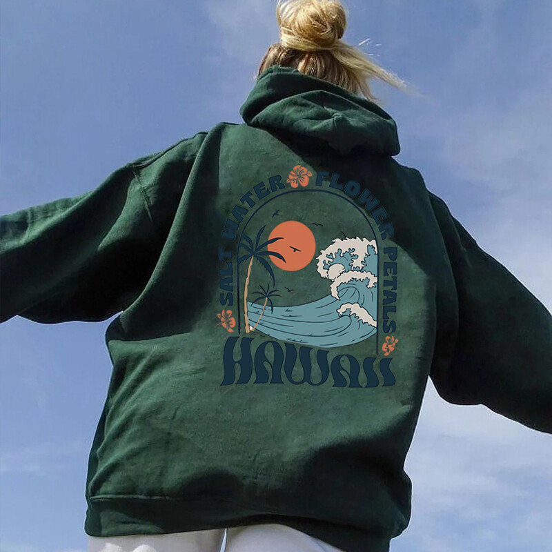 Hawaii Surf Hoodie s kapuljačom Ocean Beach Sweatshirt s kapuljačom Siesta Beach Pullover Trendy VSCO Coconut Aesthetic Hoodie Tumblr Sweatshirts