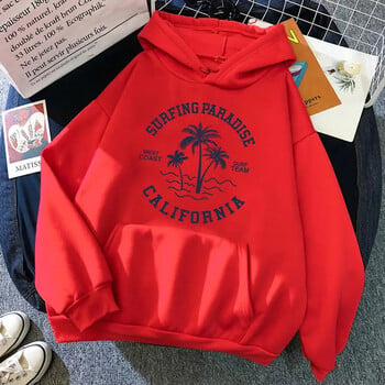 Surfing Paradise West Coast Καλιφόρνια Φούτερ Γυναικεία Hip Hop Hoodie Κινούμενα σχέδια Χαλαρά αθλητικά Φθινοπωρινά Fleece Γυναικεία κουκούλα