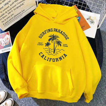 Surfing Paradise West Coast Καλιφόρνια Φούτερ Γυναικεία Hip Hop Hoodie Κινούμενα σχέδια Χαλαρά αθλητικά Φθινοπωρινά Fleece Γυναικεία κουκούλα