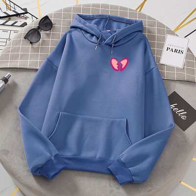 Ženske majice s kapuljačom s printom Broken Heart, flis s okruglim izrezom i toplom kapuljačom, kreativne novosti, modne majice s kapuljačom Street Harajuku Streetwears