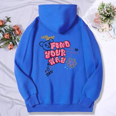 Găsește-ți drumul Viața este amuzantă Imprimare Femeie Glugă Hipster Hanorace largi hip hop Fleece Hanoră Respirabil Imbracaminte sport caldă Femei
