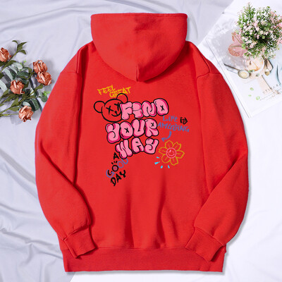 Găsește-ți drumul Viața este amuzantă Imprimare Femeie Glugă Hipster Hanorace largi hip hop Fleece Hanoră Respirabil Imbracaminte sport caldă Femei