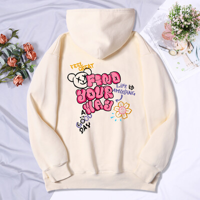 Găsește-ți drumul Viața este amuzantă Imprimare Femeie Glugă Hipster Hanorace largi hip hop Fleece Hanoră Respirabil Imbracaminte sport caldă Femei