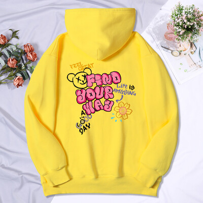 Găsește-ți drumul Viața este amuzantă Imprimare Femeie Glugă Hipster Hanorace largi hip hop Fleece Hanoră Respirabil Imbracaminte sport caldă Femei