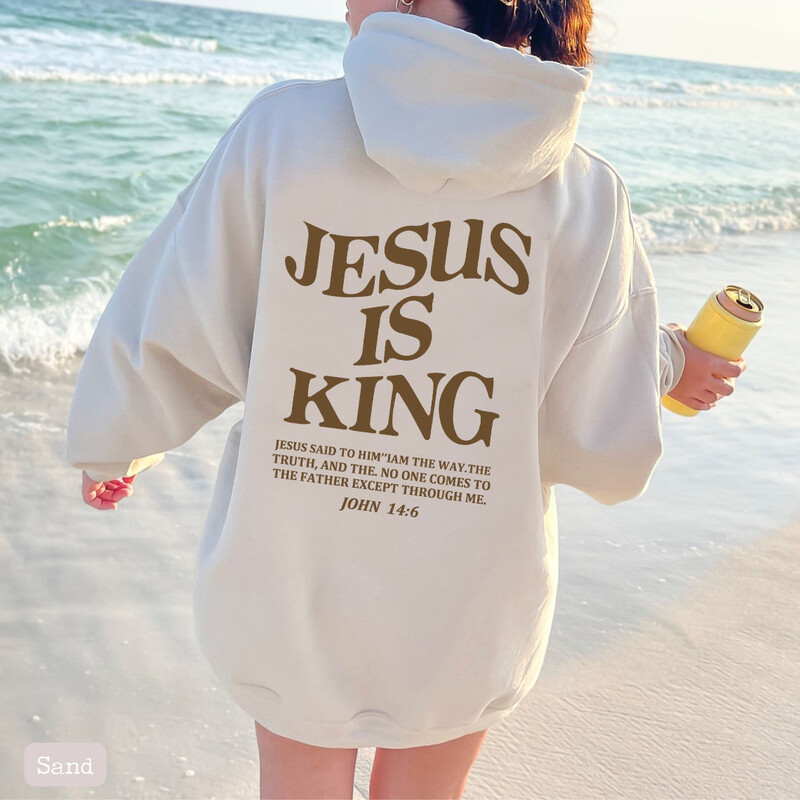 JESUS IS KING Hanorace de toamnă și iarnă pentru femei, îmbrăcăminte pentru femei cu glugă cu mânecă lungă, cu imprimeu față-verso