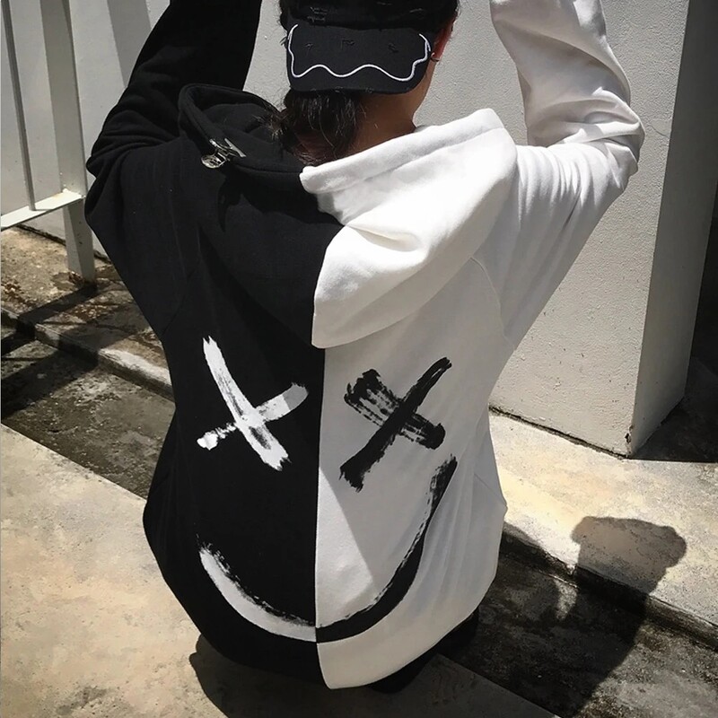 Vīriešu džemperi ar kapuci Modes, laimīgs smaids, apdruka, džemperi ar kapuci.