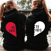 Najbolja prijateljica Ženske majice s kapuljačom u obliku srca Zip Up Sweatshirts Dugi rukavi Jakne s kapuljačom Kaput Best Friend BFF Hoodie Sisters Hoodies
