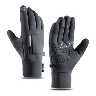 Muške skijaške rukavice s ekranom osjetljivim na dodir i džepom, udobne mekane protuklizne termo rukavice otporne na vjetar za planinarenje na otvorenom