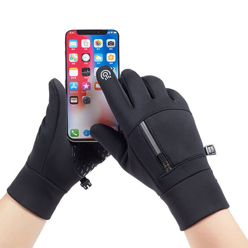 Muške skijaške rukavice s ekranom osjetljivim na dodir i džepom, udobne mekane protuklizne termo rukavice otporne na vjetar za planinarenje na otvorenom