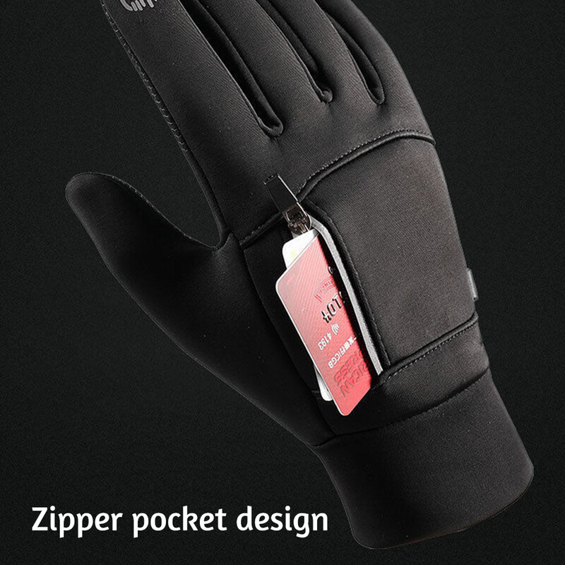 Muške skijaške rukavice s ekranom osjetljivim na dodir i džepom, udobne mekane protuklizne termo rukavice otporne na vjetar za planinarenje na otvorenom