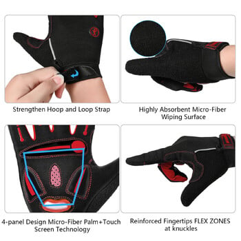 MOREOK Cycling Gloves Full Finger Bike Gloves 5mm Liquid Gel Pad Αντιολισθητική οθόνη αφής που απορροφά κραδασμούς Γάντια ποδηλάτου Ανδρικά Γυναικεία