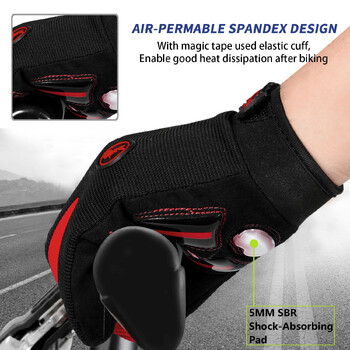 MOREOK Cycling Gloves Full Finger Bike Gloves 5mm Liquid Gel Pad Αντιολισθητική οθόνη αφής που απορροφά κραδασμούς Γάντια ποδηλάτου Ανδρικά Γυναικεία