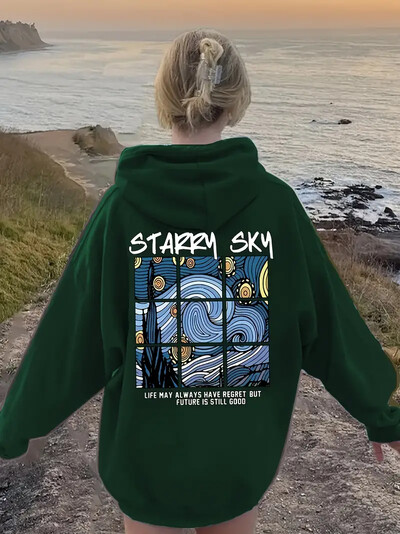 Sieviešu džemperis ar vienkāršu apdruku, ikdienas sporta sporta džemperis ar garām piedurknēm