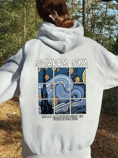 Sieviešu džemperis ar vienkāršu apdruku, ikdienas sporta sporta džemperis ar garām piedurknēm