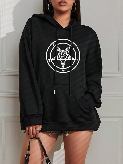 Pentagramă, gotic, ocult, Satan, imprimate, hanorace pentru femei, toate se potrivesc, în stil stradal, pulover pentru femei, îmbrăcăminte ocazională, topuri unisex Harajuku