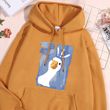 Graffiti-art Confused Duck printed γυναικεία φούτερ vintage Oversize με κουκούλα Street Casual Hoodie Φθινοπωρινά απλά απαλά ρούχα