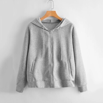 Φούτερ Hoodie Oversize Μονόχρωμη Ζακέτα με κουκούλα Γυναικεία Ρούχα Φούτερ με φερμουάρ γυναικεία μπλουζάκια μακριά μανίκια