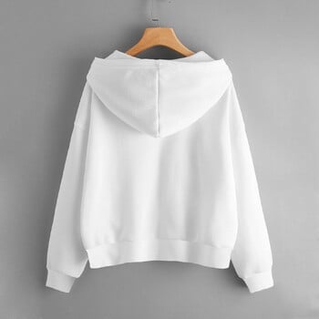 Φούτερ Hoodie Oversize Μονόχρωμη Ζακέτα με κουκούλα Γυναικεία Ρούχα Φούτερ με φερμουάρ γυναικεία μπλουζάκια μακριά μανίκια