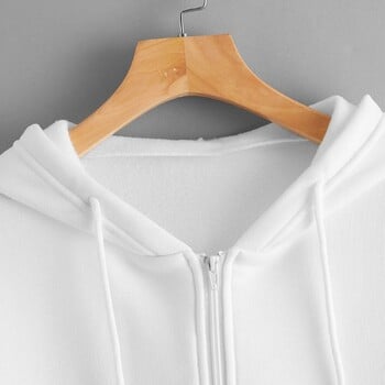 Φούτερ Hoodie Oversize Μονόχρωμη Ζακέτα με κουκούλα Γυναικεία Ρούχα Φούτερ με φερμουάρ γυναικεία μπλουζάκια μακριά μανίκια